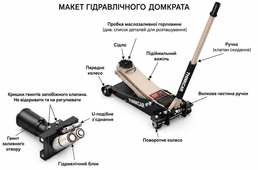 Домкрат підкатний гідравлічний Thinkcar TFJ 340 (4т, 100-533мм, 2 насоси) 11578 фото